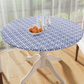 Axyaa Waterproof Fitted Round Vinyl Tablecloth for Outdoor Picnics and Camping