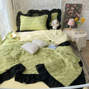 Axyaa Seersucker Chiffon Lace Summer Cool Quilt 3-Piece Set