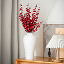 Axyaa White Round Handmade Terracotta Vase - Home Decor, Christmas Table Centerpiece