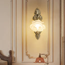 Axyaa Medieval Style Copper Wall Lamp, LED Flower Lighting for Bedroom and Living Room