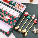 Axyaa Christmas Doll Spoon Fork Set | Stainless Steel Tea Coffee Dessert Spoons