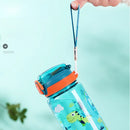 Axyaa Dinosaur Kids Water Bottle - Leakproof 600ml Sippy Cup with Silicone Straw