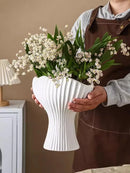 Axyaa Striped Ceramic Flower Pot Vase for Home Décor - Nordic Minimalist Design