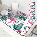 Flamingos Square Dry Mat: Axyaa Absorbent & Anti-slip Cup Drainer
