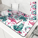Flamingos Square Dry Mat: Axyaa Absorbent & Anti-slip Cup Drainer