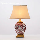 Axyaa Red Ceramic Table Lamp | Retro Living Room Decor | Bedroom Bedside Accentlamp