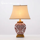 Axyaa Red Ceramic Table Lamp: Retro Style for Living Room, Bedroom, or Wedding Dowry