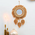 Axyaa Hand Woven Round Wall Mirror for Home Decor