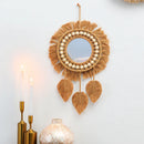 Axyaa Hand Woven Round Wall Mirror for Home Decor