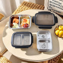 Axyaa Stainless Steel Divided Bento Lunch Box - Portable & Sealed