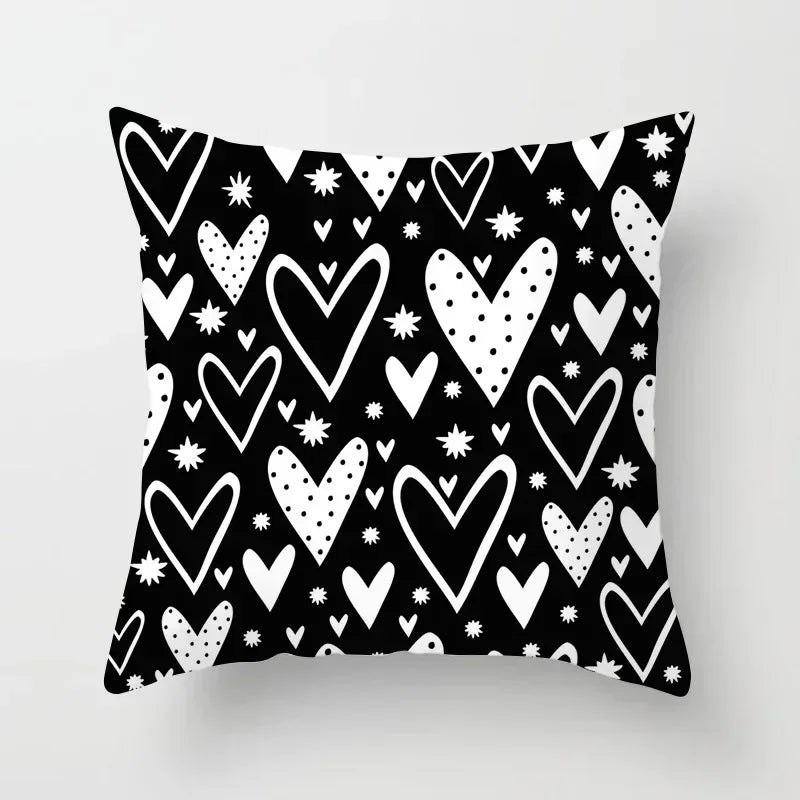 Geometric Black Yellow Cushion Covers - Axyaa Modern 18" Throw Pillow Case