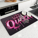 Axyaa Queen's Crown Kitchen Absorbent Mat - Antiskid & Quick Draining Dish Drying Mat