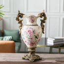 Axyaa Retro Ceramic Vase Handicraft, American Home Decor Double-Ear Cup Design
