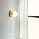 Axyaa Glass Ball LED Wall Lights with Pull Chain Switch, Copper Beisde Lamp