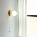 Axyaa Glass Ball LED Wall Light with Pull Chain Switch - Copper Finish