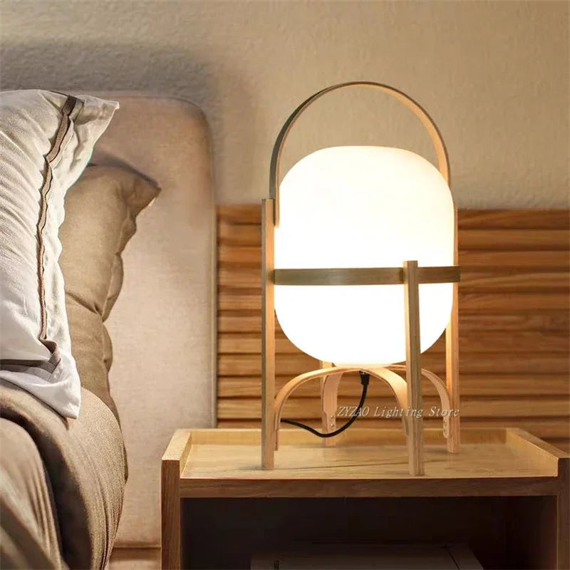 Axyaa Bamboo LED Desk Lamp for Modern Home Decor