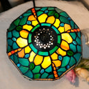 Stained Glass Red Rose Table Lamp 8 Inches by Axyaa for Home Office