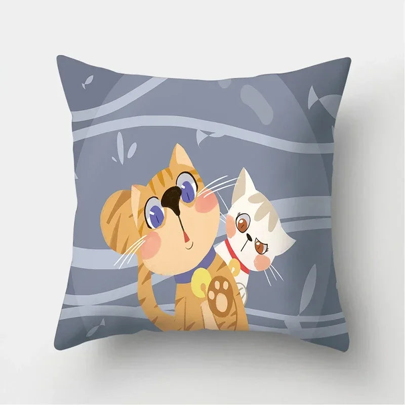 Cat Pattern Cushion Cover for Axyaa Brand Decorative Throw Pillow.