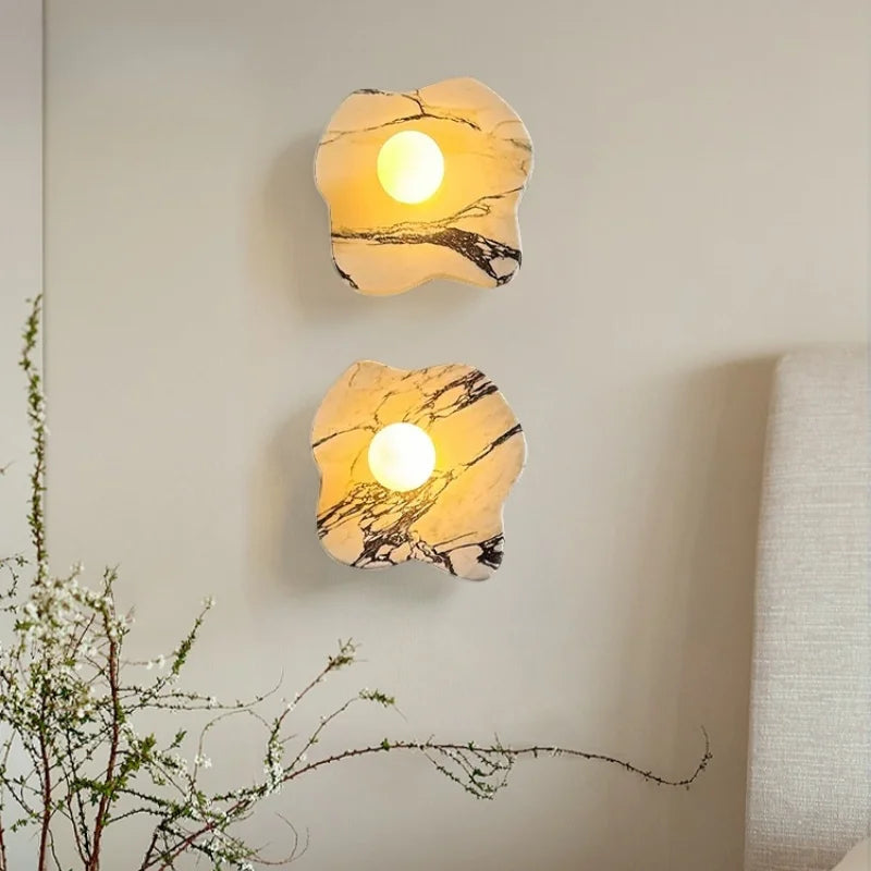 Axyaa Nordic LED Wall Lamp Marble Living Room Lights