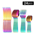 Axyaa 24pc Stainless Steel Tableware Set for Family Dining