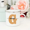 Axyaa Enamel Coffee Mugs with Custom Initial Name - Personalized Outdoor Cups