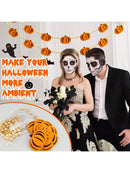 Axyaa Pumpkin Wooden Bead Garland & Felt Wall Decor - Fall Themed Hanging Banner