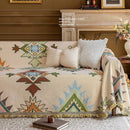Axyaa Floral Sofa Cover with Tassels for Home Decor