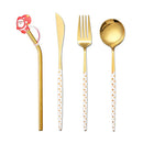 Axyaa Christmas Stainless Steel Cutlery Set Golden Straw Gift Box
