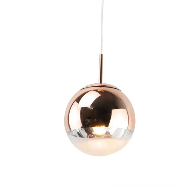 Axyaa Glass Ball Pendant Lights: Modern Electroplated, Gold/Silver/Rose, Kitchen Decor, Suspendu Lamp