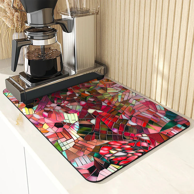 Axyaa Geometric Color Kitchen Mat: Absorbent, Antiskid, Quick Dry Tableware Pad
