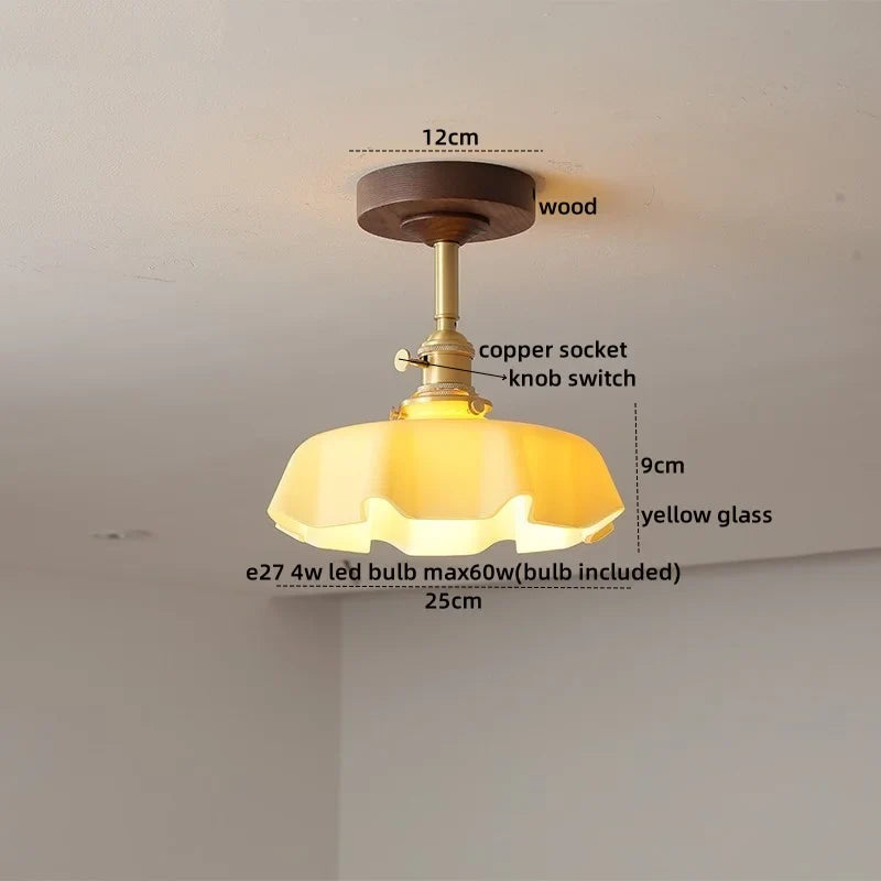 Axyaa Green Glass LED Ceiling Lights for Modern Indoor Lighting