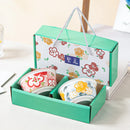 Axyaa Ceramic Cartoon Bowls & Chopsticks Set - Creative Gift Pack