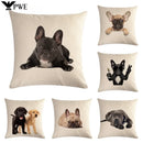 Axyaa Cute Pet Dog Pattern Linen Pillowcase for Home and Office Decor 45*45cm
