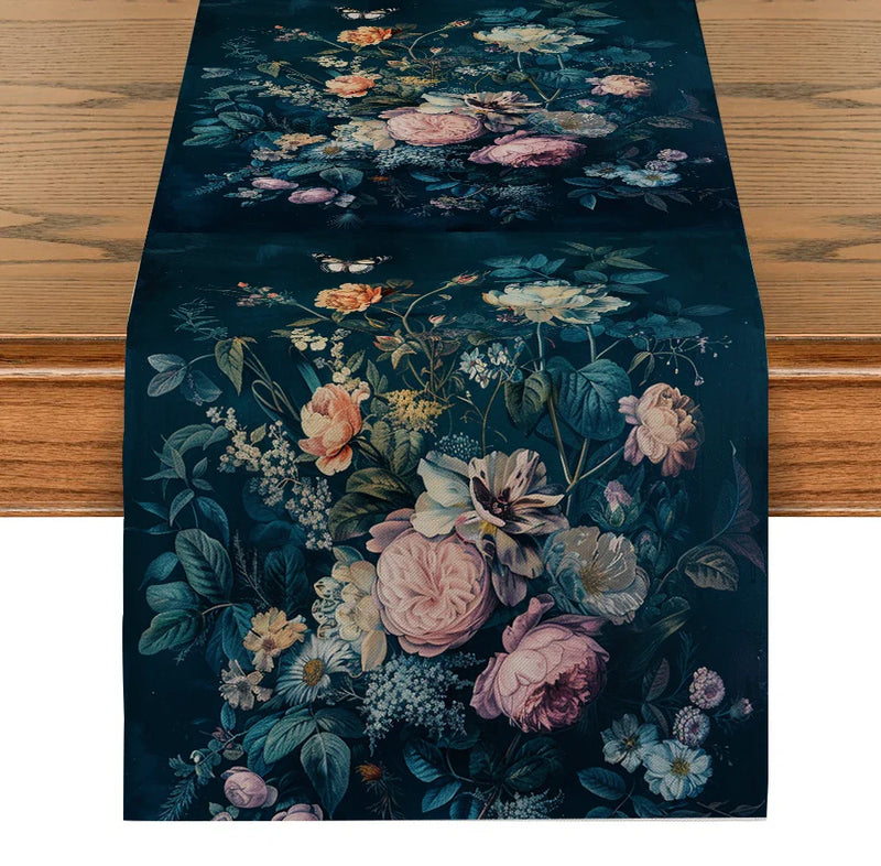 Axyaa Butterfly Flower Foxes Table Runner for Kitchen Dining Party Decor