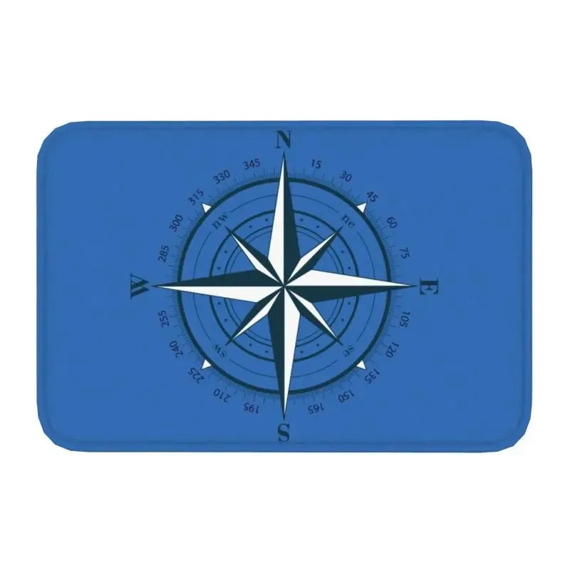 Axyaa Nautical Compass Anchor Rudder Printed Small Non-slip Doormat