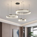 Axyaa Acrylic Ring LED Pendant Light Minimalist Circle Chandelier - Modern Living Dining Bedroom Lighting