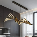 Axyaa Fishbone LED Pendant Light: Modern Nordic Chandelier for Home, Restaurant, and Loft