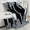 Axyaa Deer Plush Geometric Knitted Jacquard Blanket - Soft & Cozy Office Nap Blanket
