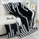 Axyaa Deer Plush Geometric Knitted Jacquard Blanket - Soft & Cozy Office Nap Blanket