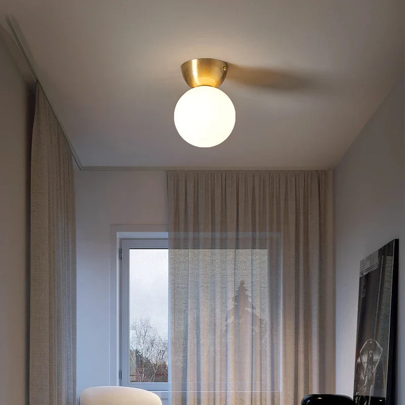 Axyaa Walnut Glass LED Ceiling Light Modern Art Decoration Fixture