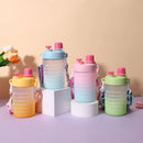 Axyaa Gradient Portable Straw Water Bottle for Women & Girls, 600ml Capacity