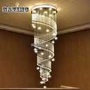 Axyaa Moon & Star Spiral Crystal Chandelier: Modern Lobby Stair Lighting
