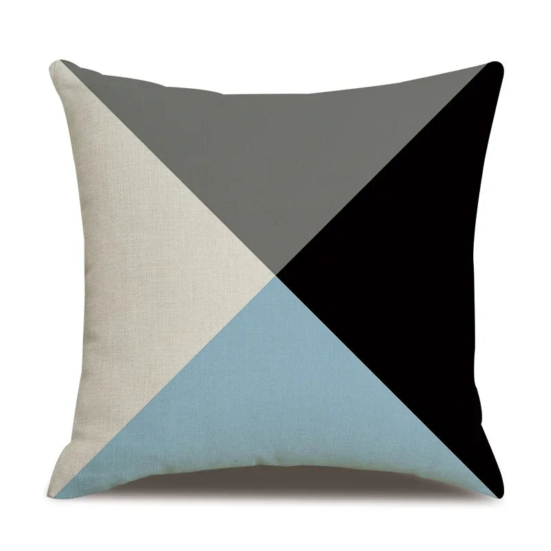 Axyaa Blue Deltoid Geometry Pillow Cover 45*45cm for Living Room, Bedroom, Sofa, Car