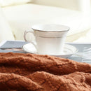 Axyaa Caramel Knit Throw Blanket - Soft, Warm, Textured, & Stylish