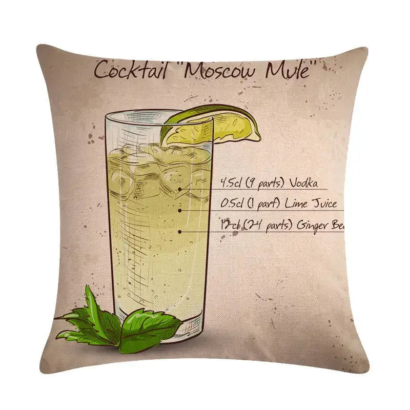 Martini Tequila Print Cushion Cover - Creative Home Decor by Axyaa