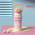 Axyaa Cartoon Vacuum Thermos Flask With Straw for Hot/Cold Drinks