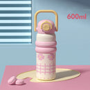 Axyaa Cartoon Vacuum Thermos Flask With Straw for Hot/Cold Drinks