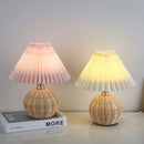 Axyaa Pleated Rattan LED Table Lamp for Home Office Decor and Night Light