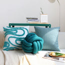 Axyaa Blue Jacquard Throw Pillowcase: 45x45 Cotton Sofa Cushion Cover