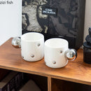 Axya Electroplated Ceramic Tea Coffee Mugs Set - Household Drinkware Kitchen Essentials